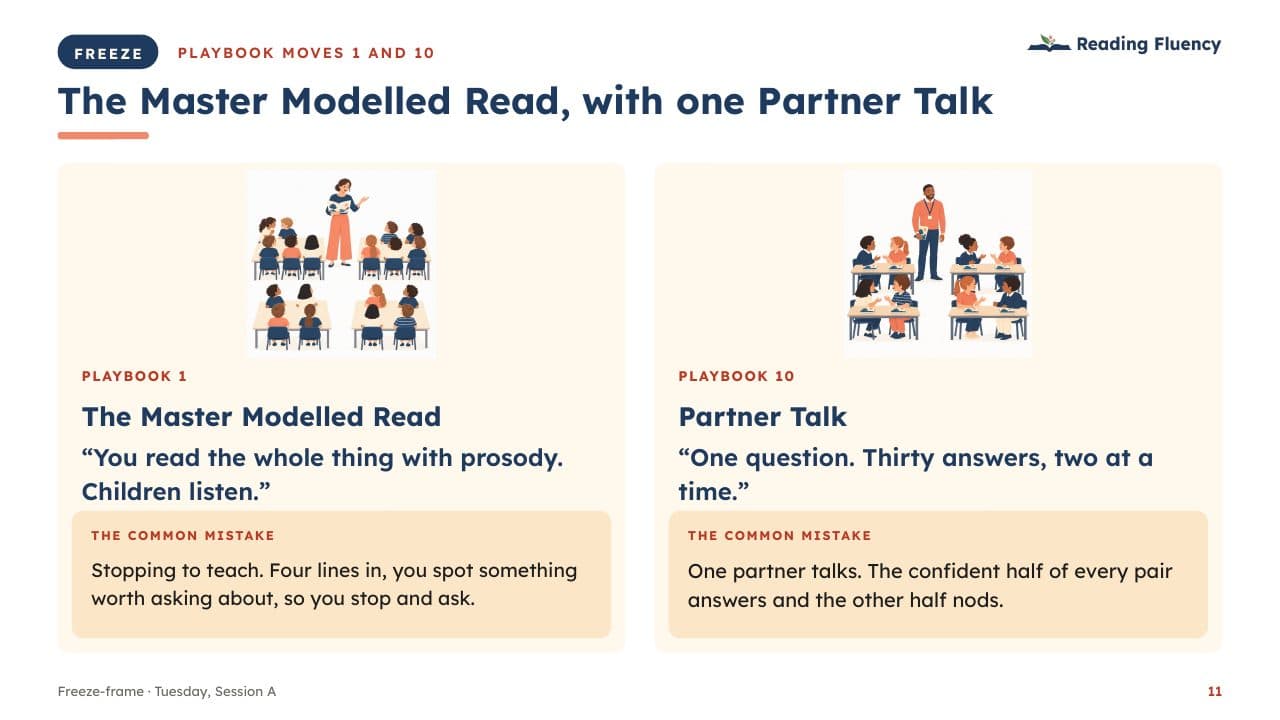 Slide: freeze-frame on the Master Modelled Read and Partner Talk
